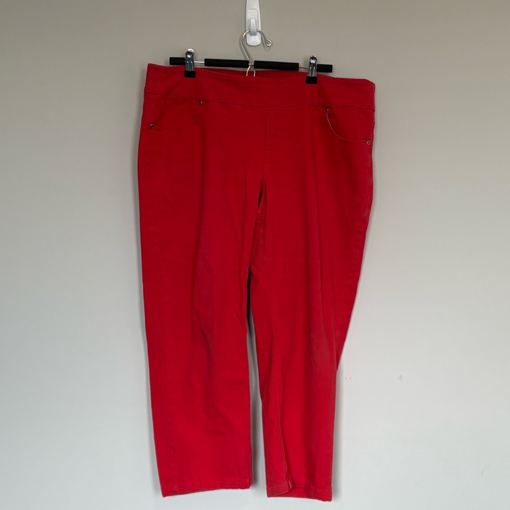 Jessica stretchy pull on red denim pants. Ladies size 18 - Picture 1 of 6